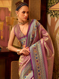 Gorgeous Purple Zari Weaving Tissue Silk Saree With Blouse