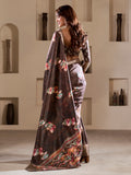 Attractive Brown Printed Silk Festival Wear Saree With Blouse