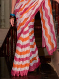 Alluring Pink Floral Printed Cotton Casual Wear Saree With Blouse