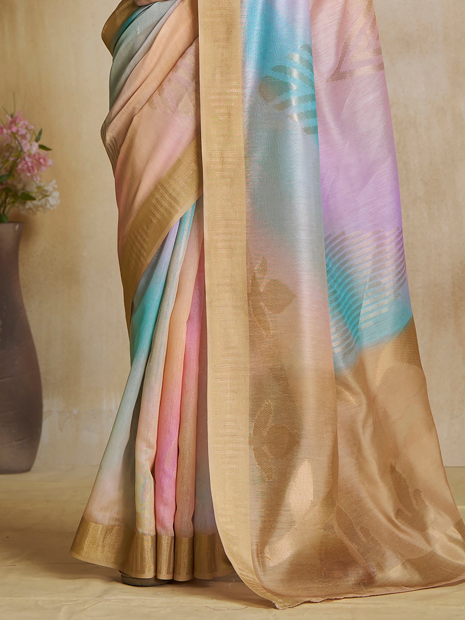 Enchanting Multi Color Digital Printed Silk Event Wear Saree With Blouse
