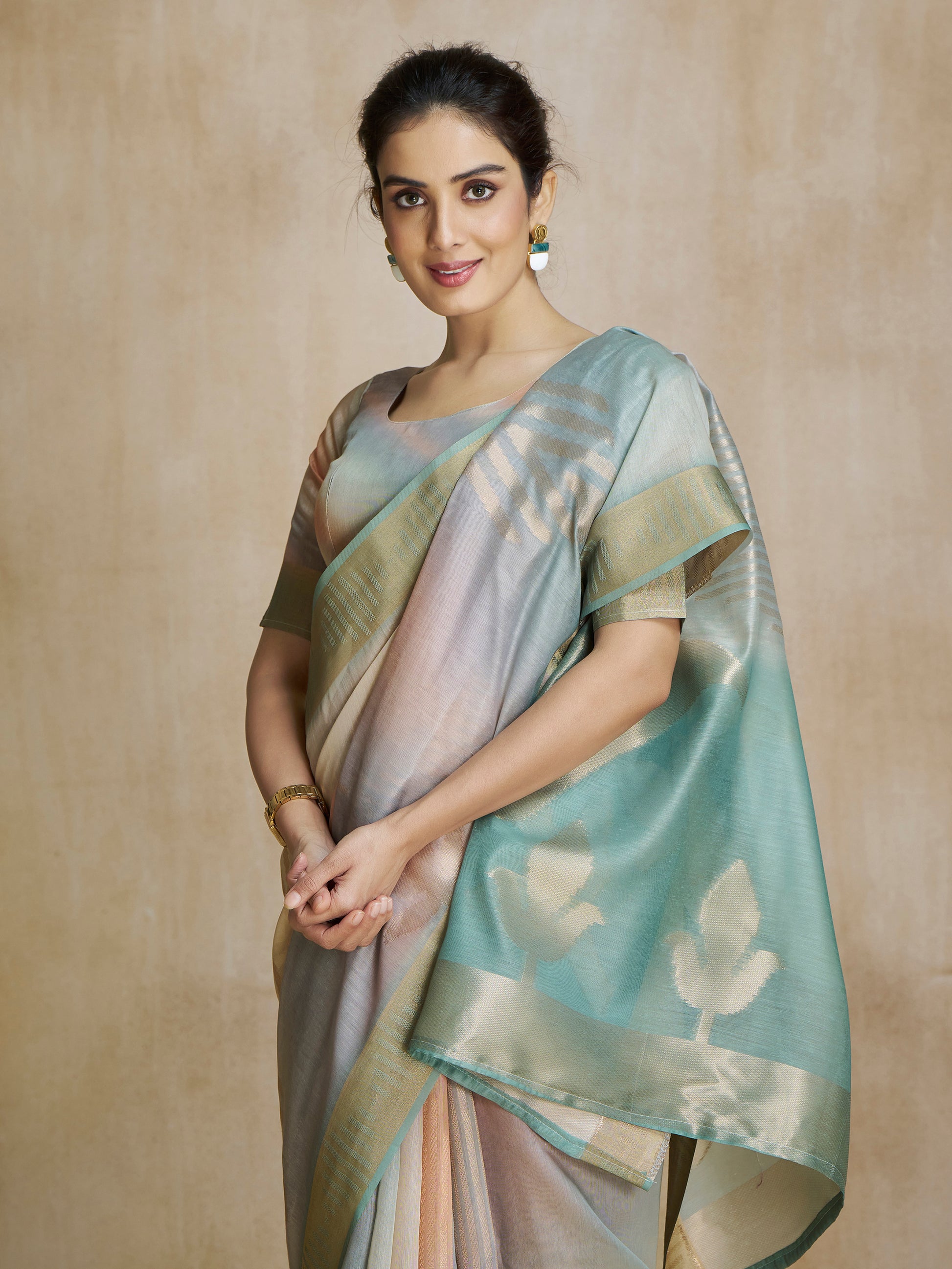 Stunning Multi Color Digital Printed Silk Festival Wear Saree With Blouse