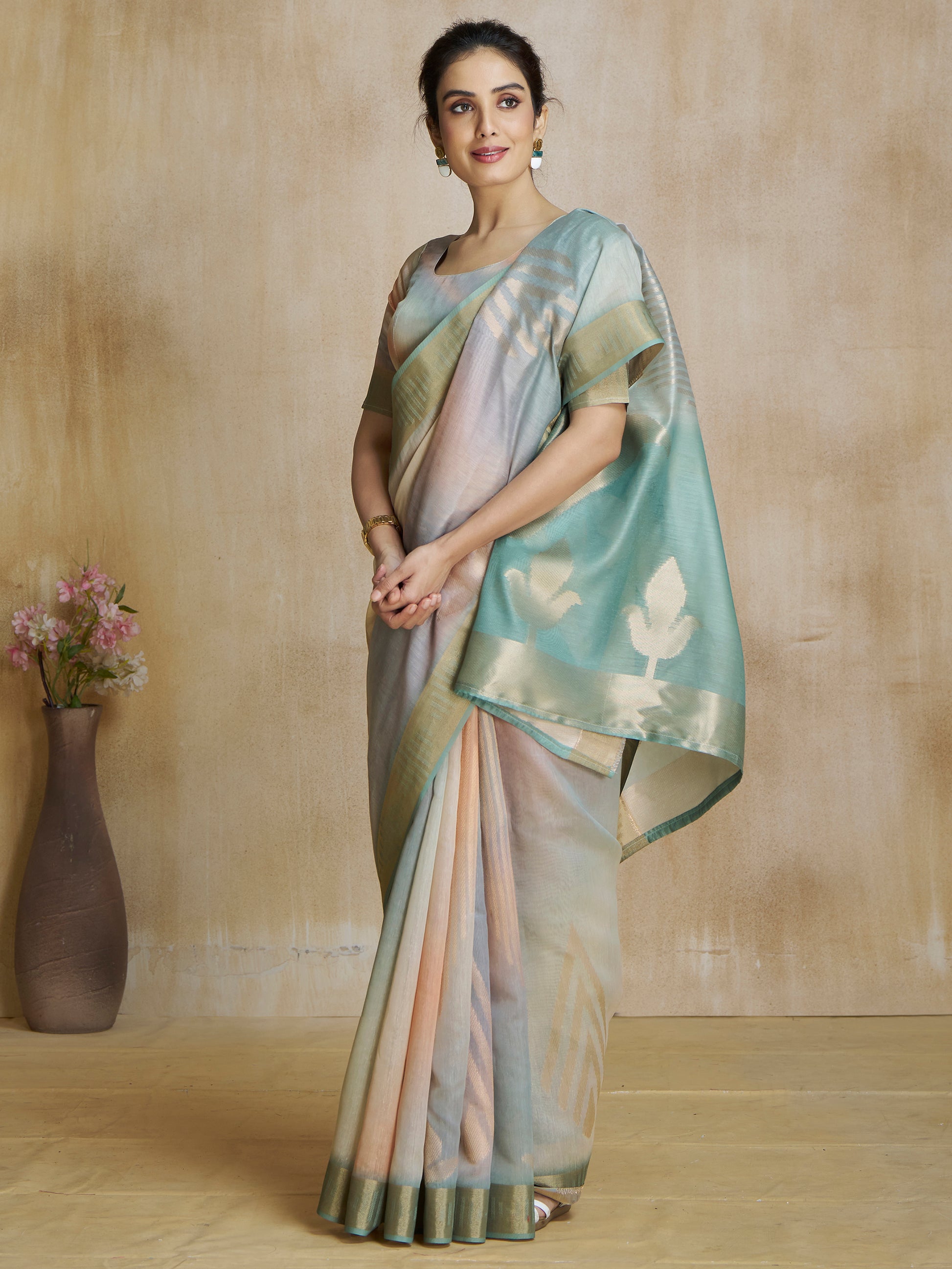 Stunning Multi Color Digital Printed Silk Festival Wear Saree With Blouse