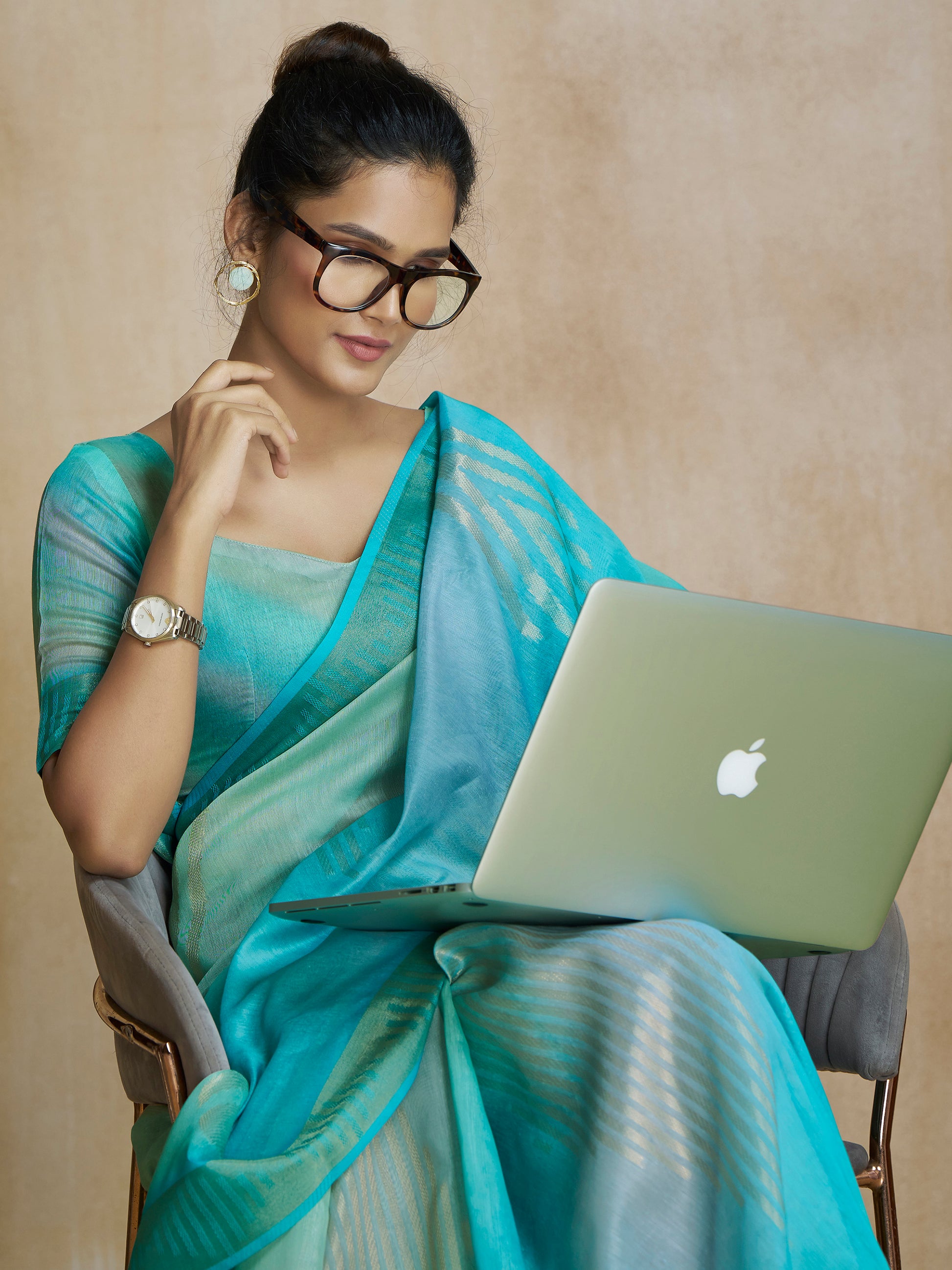 Captivating Aqua Blue Digital Printed Silk Casual Wear Saree With Blouse