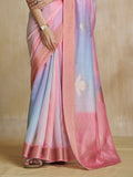 Tantalizing Pink Digital Printed Silk Event Wear Saree With Blouse