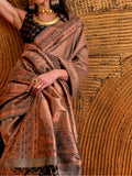 Captivating Brown Weaving Silk Function Wear Saree With Blouse