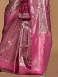 Astonishing Pink Zari Weaving Silk Wedding Wear Saree With Blouse