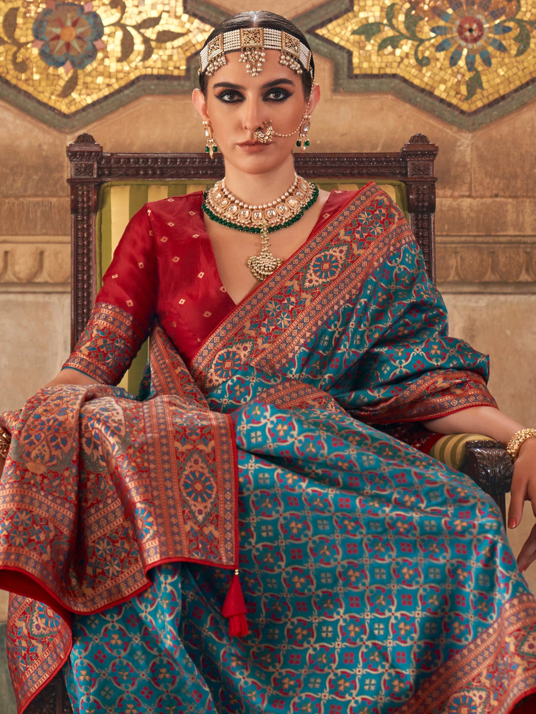 Magnificent Blue Weaving Silk Festive Wear Saree With Blouse