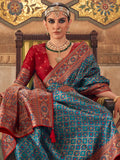 Magnificent Blue Weaving Silk Festive Wear Saree With Blouse