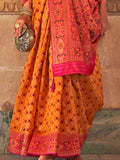 Awesome Mustard Yellow Weaving Silk Saree With Blouse