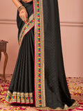 Marvelous Black Swarovski Work Silk Party Wear Saree