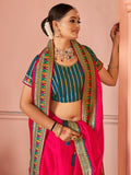 Beautiful Hot Pink Swarovski Work Silk Party Wear Saree