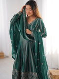 Charming Green Thread Work Georgette Festival Wear Suit Pant