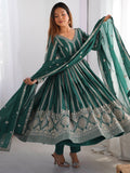 Charming Green Thread Work Georgette Festival Wear Suit Pant
