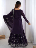 Adorable Purple Sequins Georgette Sharara Suit With Dupatta
