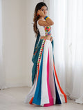 Marvelous Multi-Color Rayon Navratri Wear Lehenga With Gamthi Work Blouse