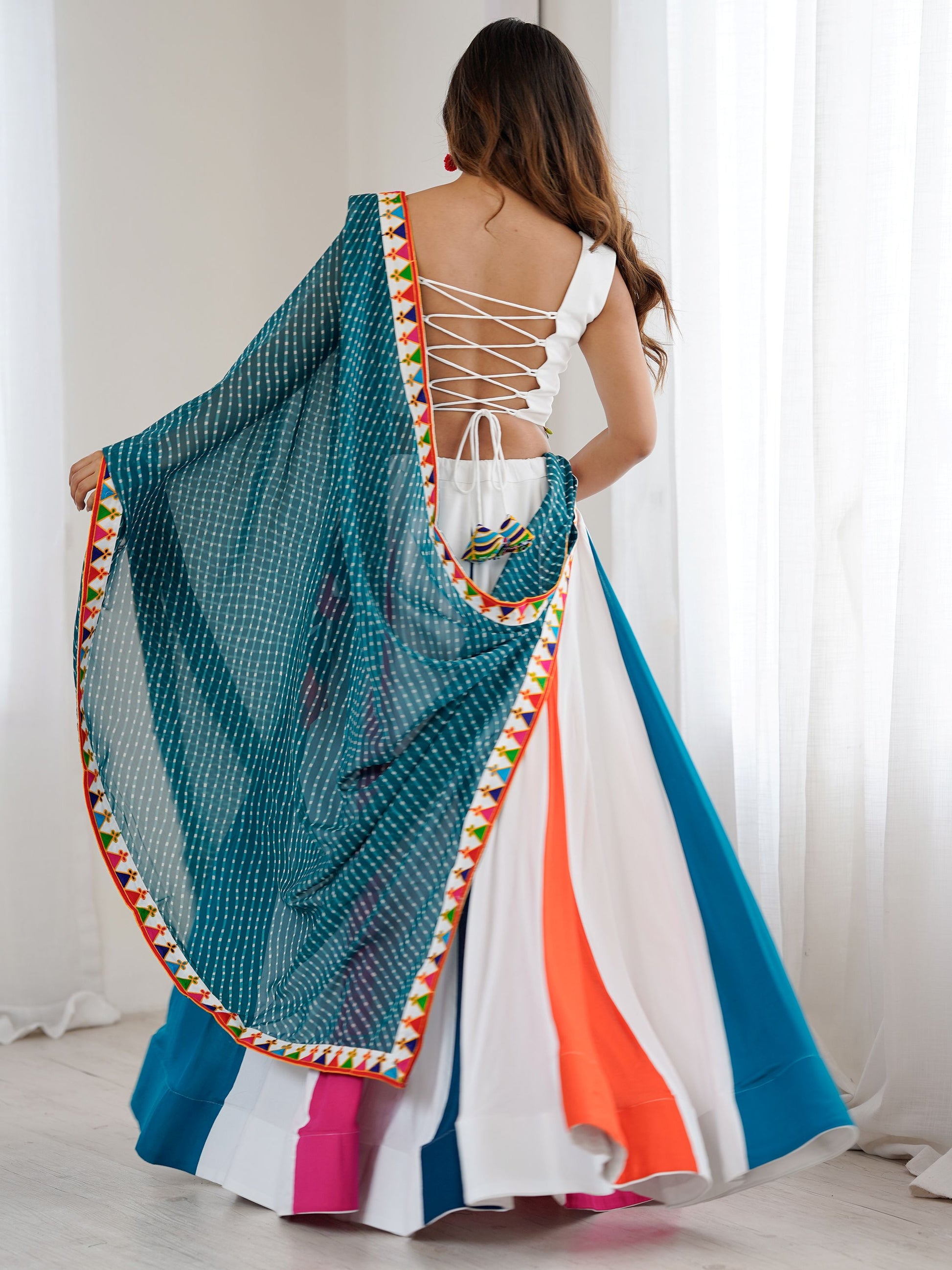 Marvelous Multi-Color Rayon Navratri Wear Lehenga With Gamthi Work Blouse