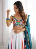 Marvelous Multi-Color Rayon Navratri Wear Lehenga With Gamthi Work Blouse