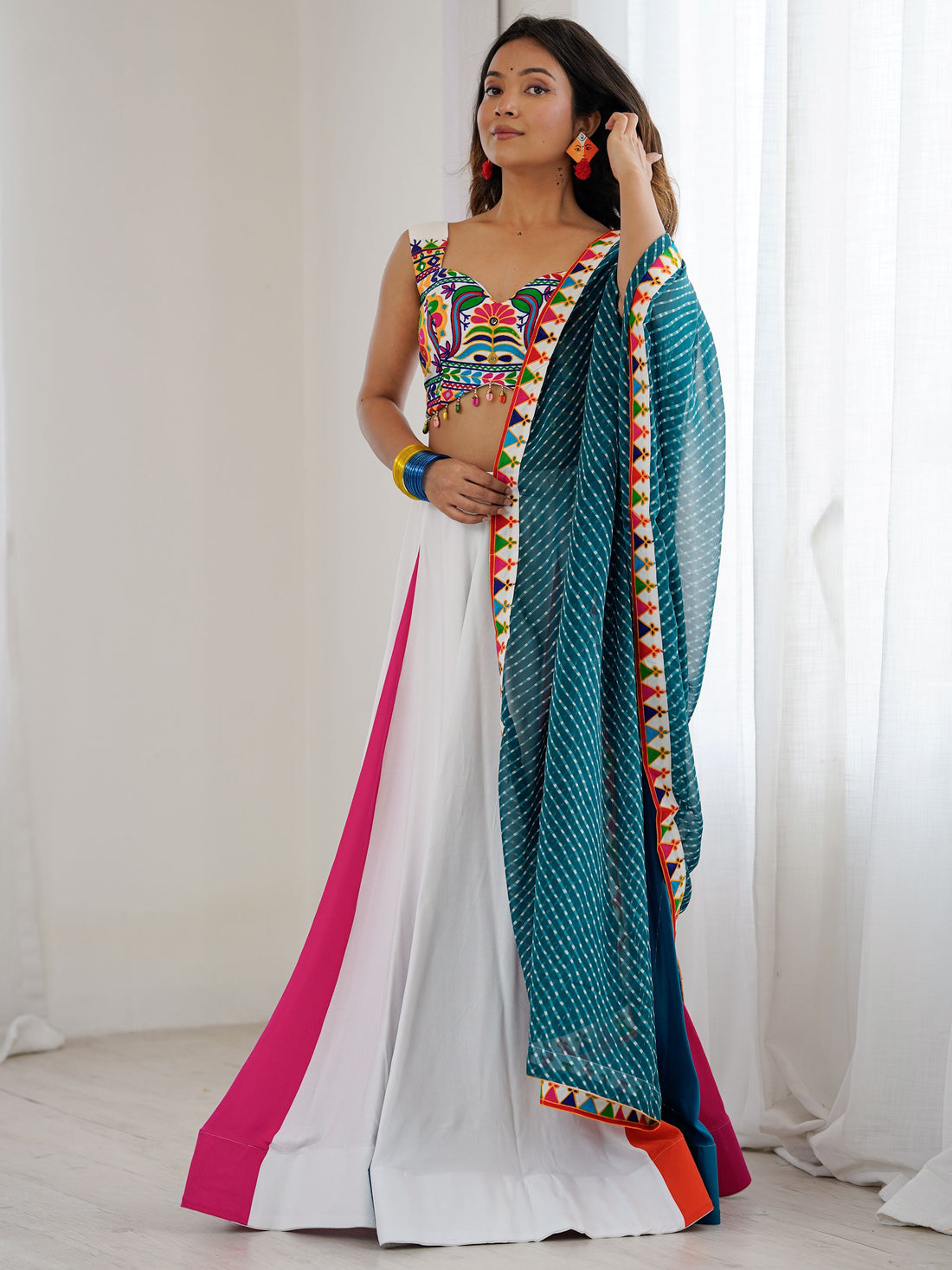 Marvelous Multi-Color Rayon Navratri Wear Lehenga With Gamthi Work Blouse