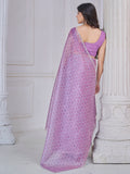 Beautiful Purple Digital Printed Organza Silk Casual Wear Saree With Blouse