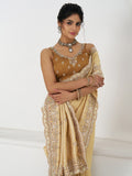 Stunning Beige Dola Silk Border Work Reception Wear Saree