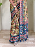 Gorgeous Yellow Pichwai Printed Viscose Silk Casual Wear Saree