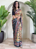 Gorgeous Yellow Pichwai Printed Viscose Silk Casual Wear Saree