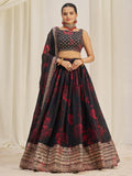 Alluring Black Sequins Organza Lehenga Choli With Dupatta