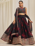 Alluring Black Sequins Organza Lehenga Choli With Dupatta