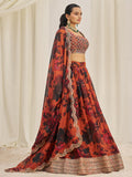 Pretty Orange Sequins Organza Engagement Wear Lehenga Choli