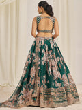 Incredible Green Sequins Organza Mehendi Wear Lehenga Choli