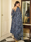 Mesmerizing Navy Blue Printed Organza Readymade Anarkali Suit Pant