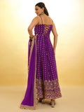 Captivating Purple Embroidered Georgette Wedding Wear Anarkali Suit