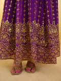 Captivating Purple Embroidered Georgette Wedding Wear Anarkali Suit
