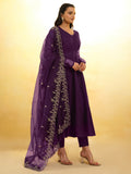 Glamorous Purple Organza Festival Wear Salwar Suit With Dupatta