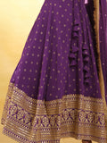 Enchanting Purple Embroidered Georgette Reception Wear Salwar Suit