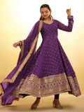 Enchanting Purple Embroidered Georgette Reception Wear Salwar Suit