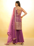 Glamorous Purple Embroidered Georgette Wedding Sharara Suit