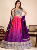 Charming Purple Shaded Sequins Embroidered Georgette Lehenga Choli With Dupatta