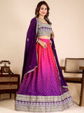 Charming Purple Shaded Sequins Embroidered Georgette Lehenga Choli With Dupatta