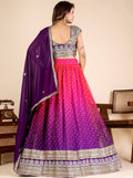 Charming Purple Shaded Sequins Embroidered Georgette Lehenga Choli With Dupatta