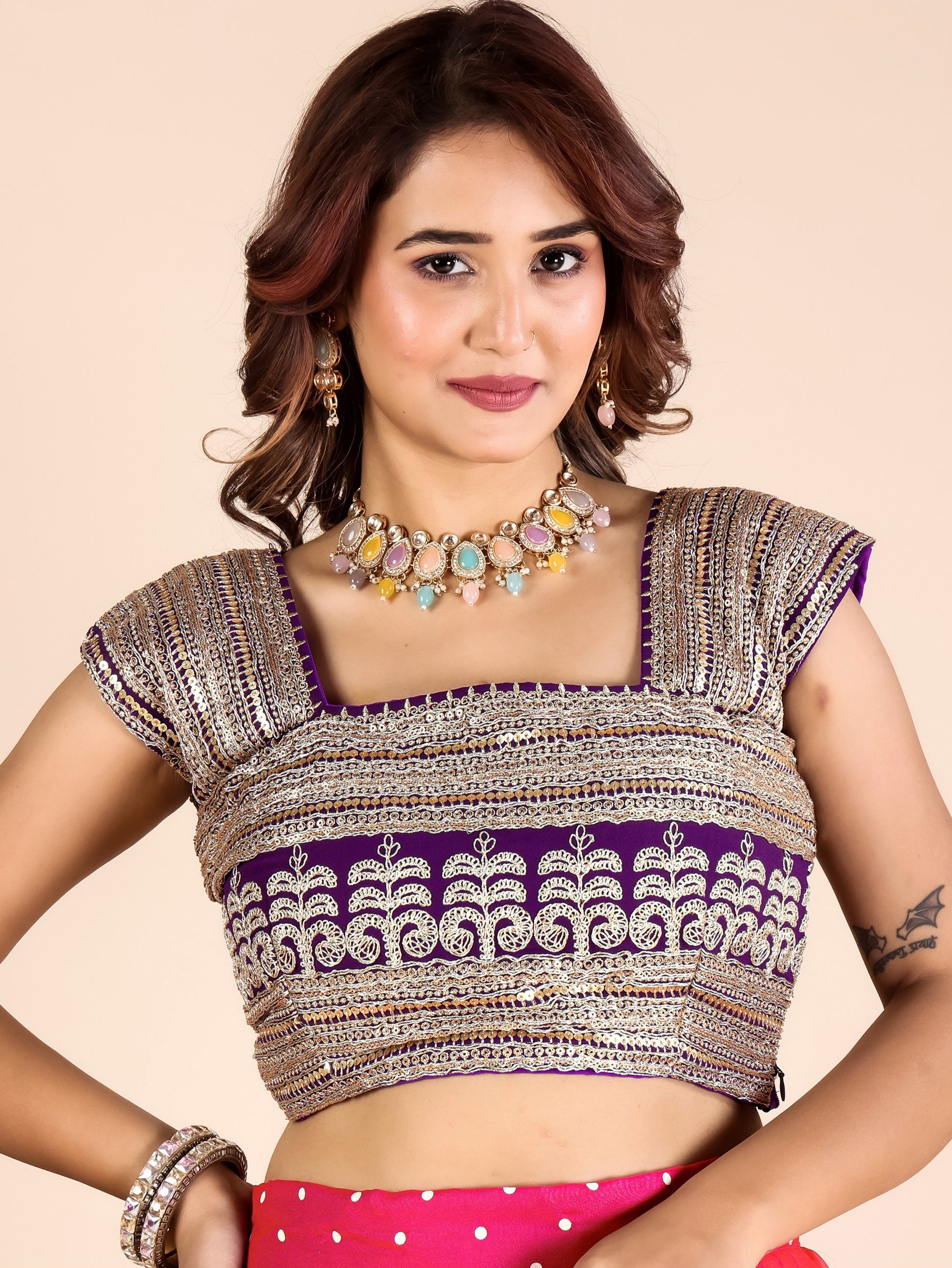 Charming Purple Shaded Sequins Embroidered Georgette Lehenga Choli With Dupatta