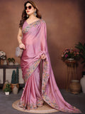 Amazing Pink Dori Work Silk Event Wear Saree With Blouse