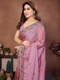 Amazing Pink Dori Work Silk Event Wear Saree With Blouse