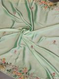 Attractive Green Zari Embroidered Silk Festival Wear Saree With Blouse