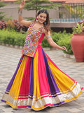 Awesome Multicolor Mirror Work Cotton Navratri Wear Lehenga Choli 