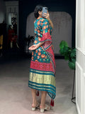 Charming Teal Green Gota Patti Gaji Silk Event Wear  Kaftan