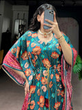 Charming Teal Green Gota Patti Gaji Silk Event Wear  Kaftan