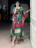 Charming Teal Green Gota Patti Gaji Silk Event Wear  Kaftan