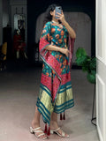 Charming Teal Green Gota Patti Gaji Silk Event Wear  Kaftan