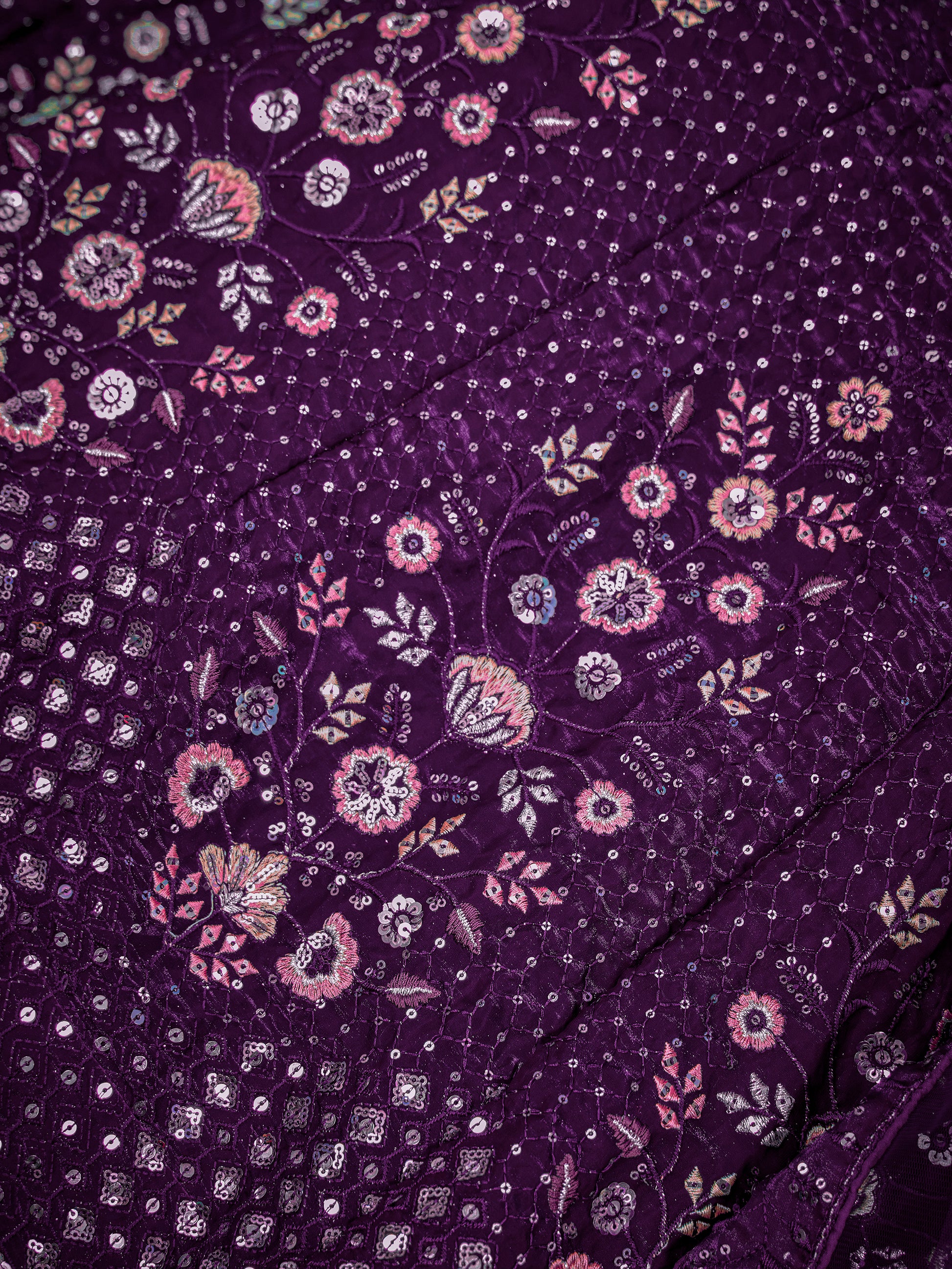 Marvelous Violet Thread Embroidered Net Wedding Wear Lehenga Choli
